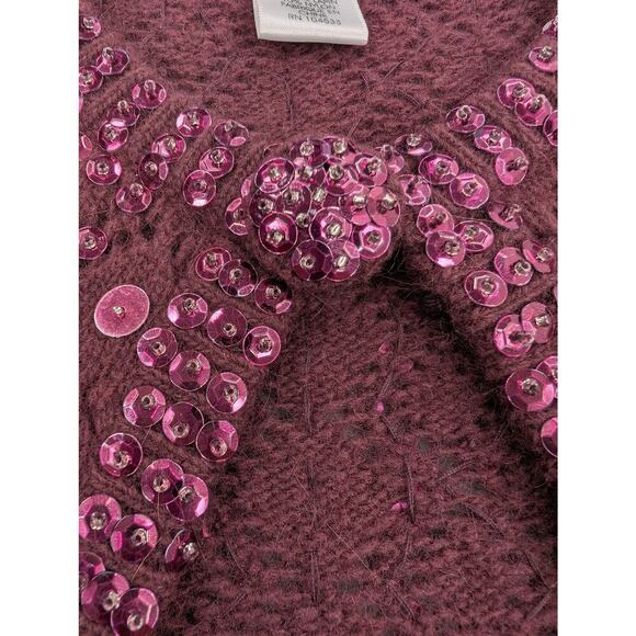Nanette Lepore Sweater Womens Medium Purple Sequin Angora Lambswool Bolero Shrug - Picture 7 of 16